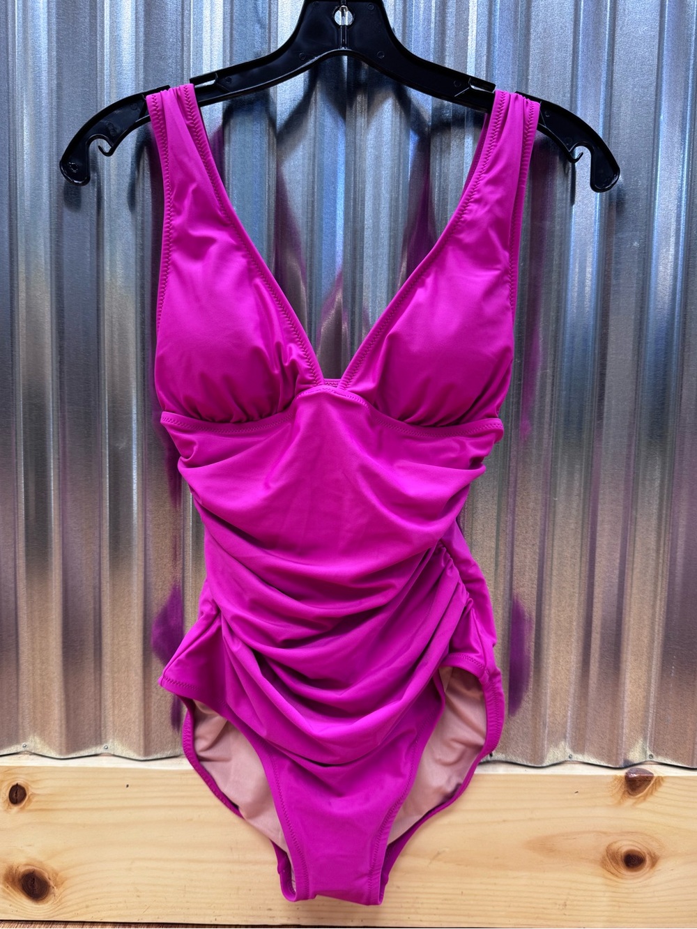 J.Crew Bright Fuchsia Deep-V One-Piece Swimsuit Style #BC116 NWT Size 4